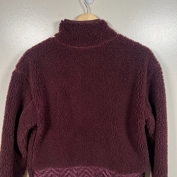 Athleta Cozy Sherpa Snap Sweatshirt Size XS Burgundy Fleece Comfy Travel Active - Picture 8 of 11